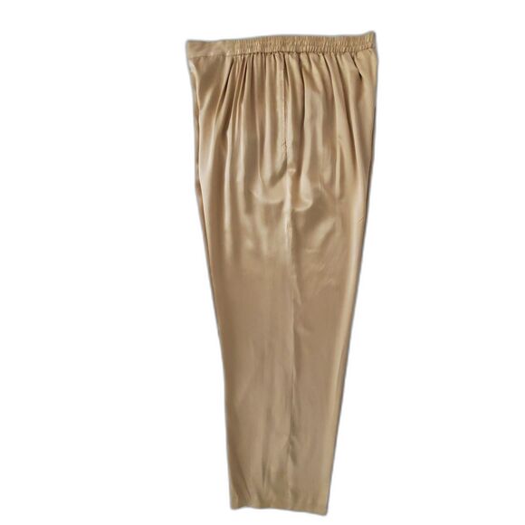 Nordstrom Silk Champagne Gold Wide-Leg Pants Plus Sz 2X Old Money Coquette - Picture 6 of 12